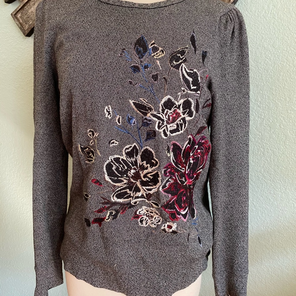 WHBM Embroidered floral Sweater